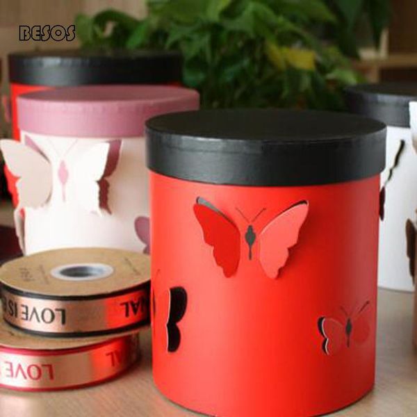 

gift wrap wholesale high-end 3d butterfly solid color round large box party festive promotion wine scarf cardboard paper