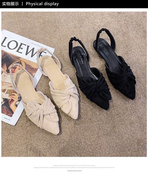 

sandals suede pointed toe korean black low-flat back for women