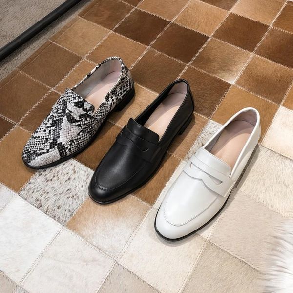 

women pumps autumn spring cow leather lace up snake color round toe low heels lady shoes party dress size 40, Black