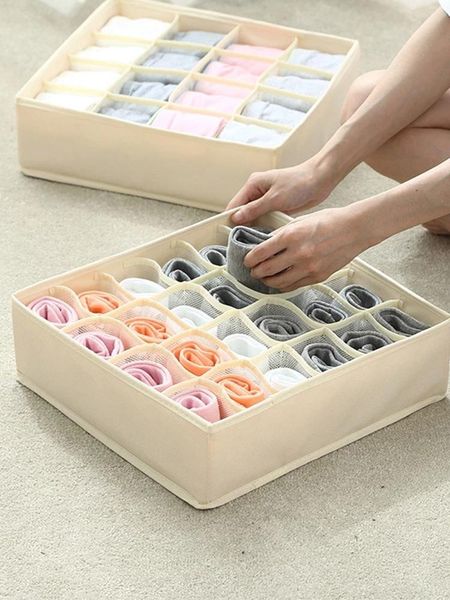 

storage drawers washable underwear box foldable 7 16 24 grid bra socks ties drawer multifunctional household