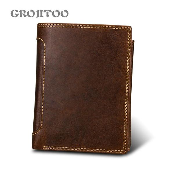 

genuine leather men's wallet multi-functional anti-theft short change bag card large capacity leisure handbag wallets, Red;black
