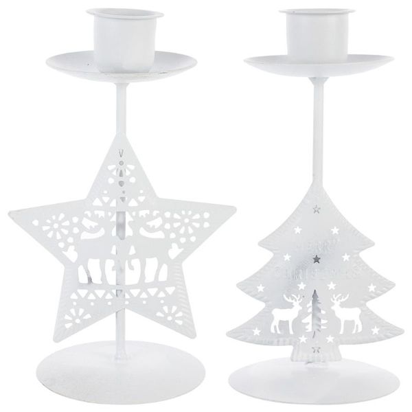 

candle holders 2pcs christmas iron art candlestick xmas theme home decor
