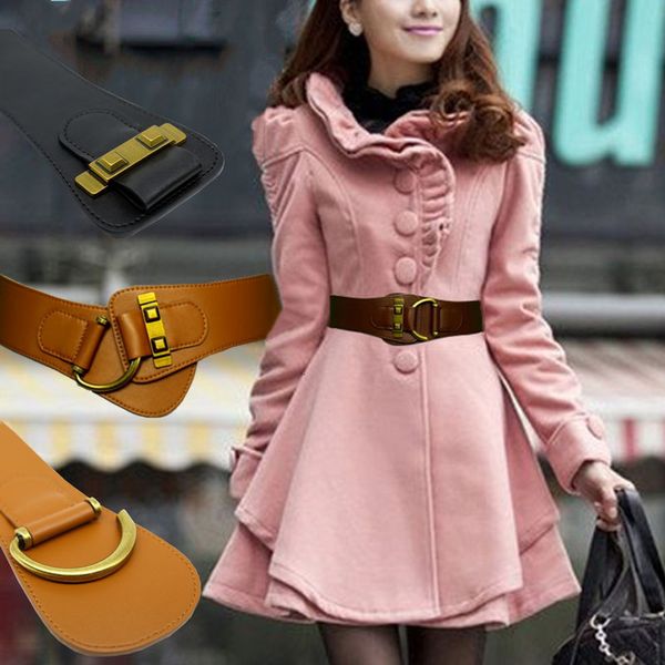 

buckles belts leather wide waist seal women's elastic cow slim fit with coat dress hengguangtai, Slivery;black