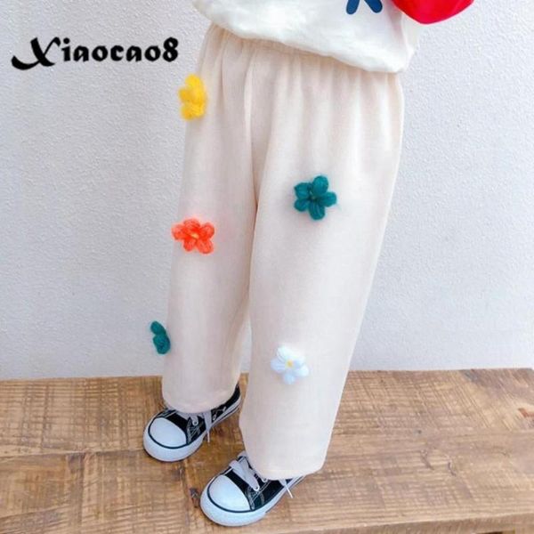 

spring auutmn kids girls wide leg pants with flower toddler baby girl cute trousers 2-9 years children clothing 3 4 5 6 8 7 jeans, Blue