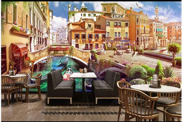 

3d wallpaper custom p mural on the wall retro european architecture river bridge scenery living room home decor wallpaper for walls 3 d