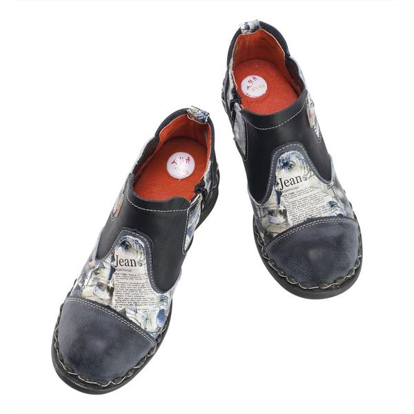 

boots black genuine leather shallow zipper retro fashion women
