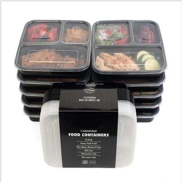 

dinnerware sets compartment reusable plastic storage containers with lids, microwave and dishwasher safe, bento lunch box, set of 5
