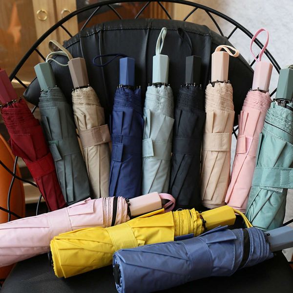 

three fold simple fashion solid color business umbrella for men and women