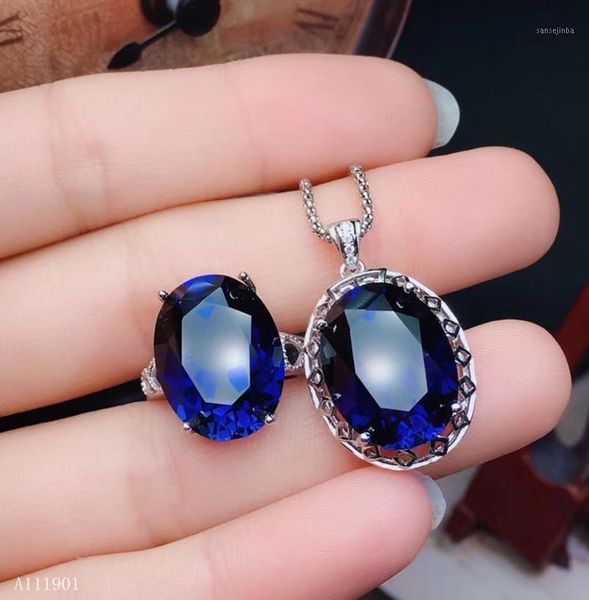 Bilezik, Küpe Kolye KJJEAXCMY Butik Jewels 925 Ayar Gümüş Kakma Doğal Safir Yüzük + Kolye Takım Destek Algılama