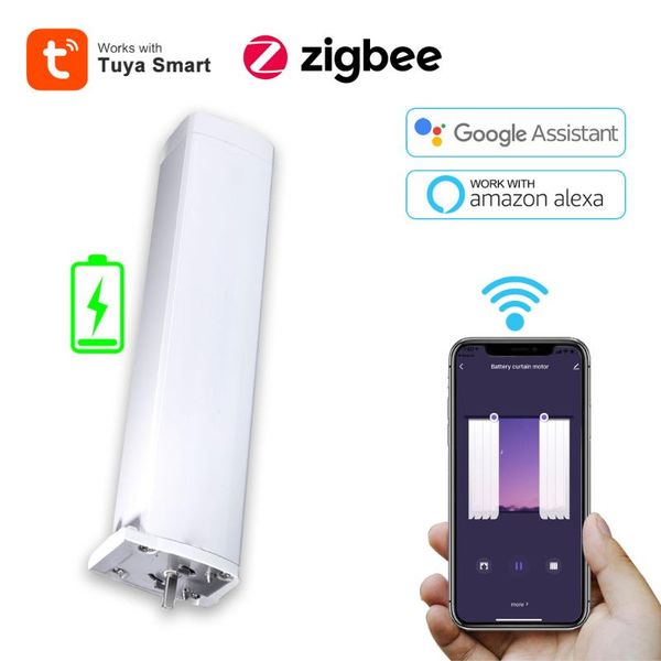 

smart home control tuya zigbee battery curtain motor motorized electronictiming zip track wireless remote voice by alexa google