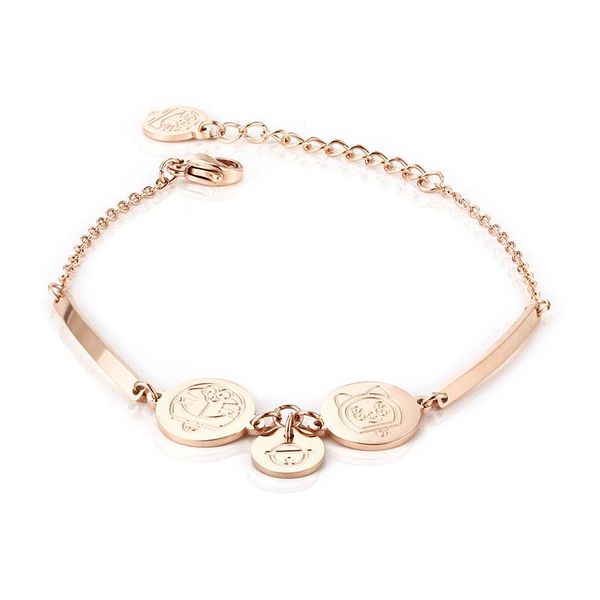 

retro avatar round tag charm elizabeth coin bracelets jewelry titanium steel rose gold women's chain & link bracelet, Golden;silver