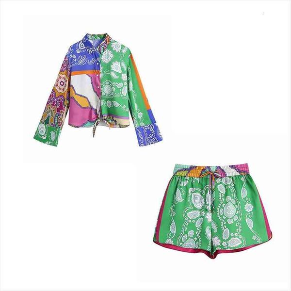 

za summer printed beach women shorts wind stretch waist tie set female, White;black