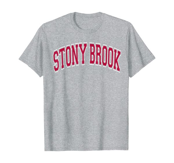 

stony brook varsity style dark red text t-shirt, White;black