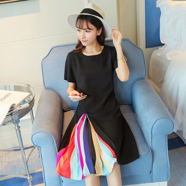 

party dresses woman fashion dress slim rainbow ladies pleated beach, White;black