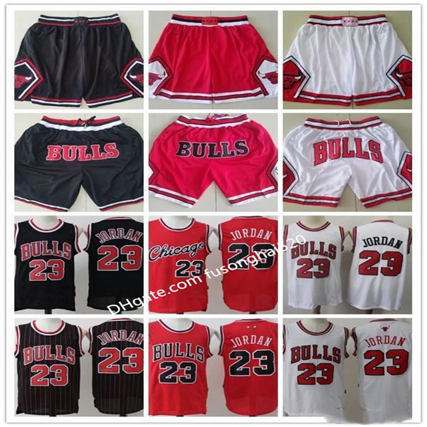 

in stock 2021 mens chicago bulls throwback michael 23 mj jersey basketball shorts basketball jerseys red black white gold blue h, Black;red
