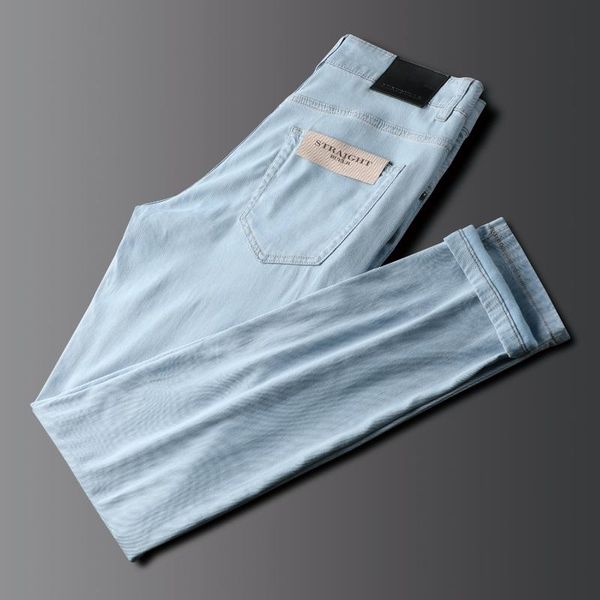 

men's jeans 2021 silky smoothing summer seamless rubber t-shirt elasticand comfortable short sleeve shirt for business casual men, Blue