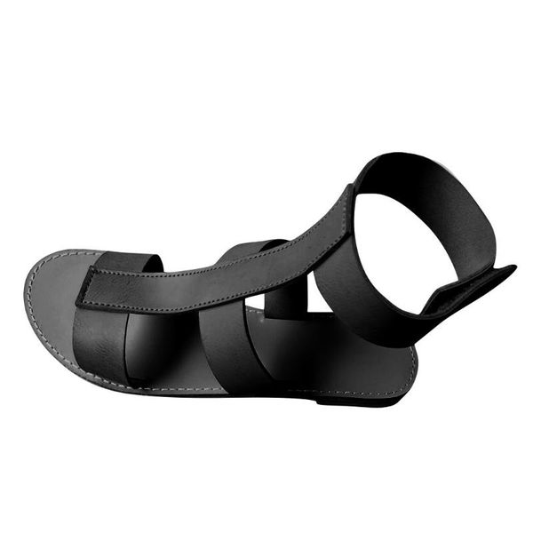 

flat sandals ankle strap ladies special women's brown leather gladiat and straps solid beach shoes, Black