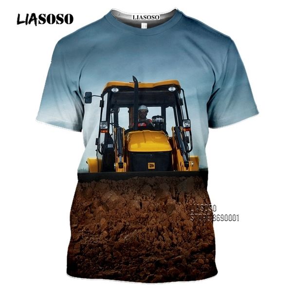 

heavy equipment tractor excavator 3d print women men's tshirt summer o-neck t-shirt casual harajuku tee shirt youth clothes 210324, White;black