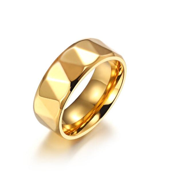 

men's imitation tungstenl face 8mm gold ring korean version of titanium gold-plated stainless steel european and american accessories s, Silver