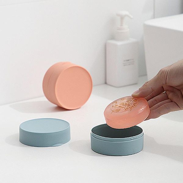 

soap dishes round shape storage box travel portable sealed waterproof cases bathroom washroom supplies