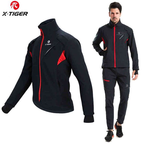 

x-tiger men's wool bicycle et, reflective windbreaker, windproof sportswear, Black