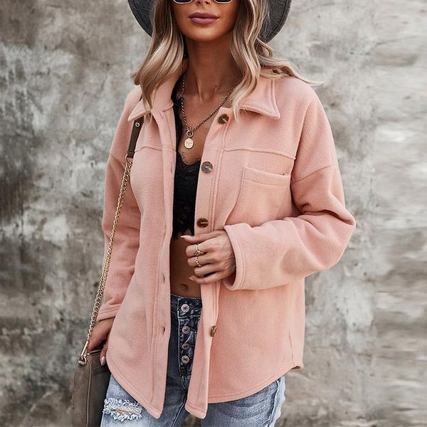

women's jackets solid autumn jacket coat long sleeve ladies veste single-breasted pocket spring outwear 2021 trend casual loose, Black;brown