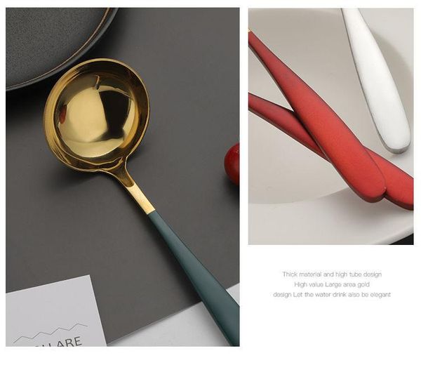 

spoons noodles soup ladle stainless colander spoon thicken big cooking kitchen useful tool