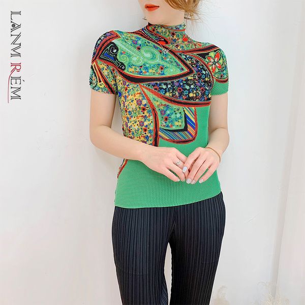 

women printed loose t-shirt turtleneck short sleeve casual fit shirt vintage fashion spring summer 2d1527 210507, White