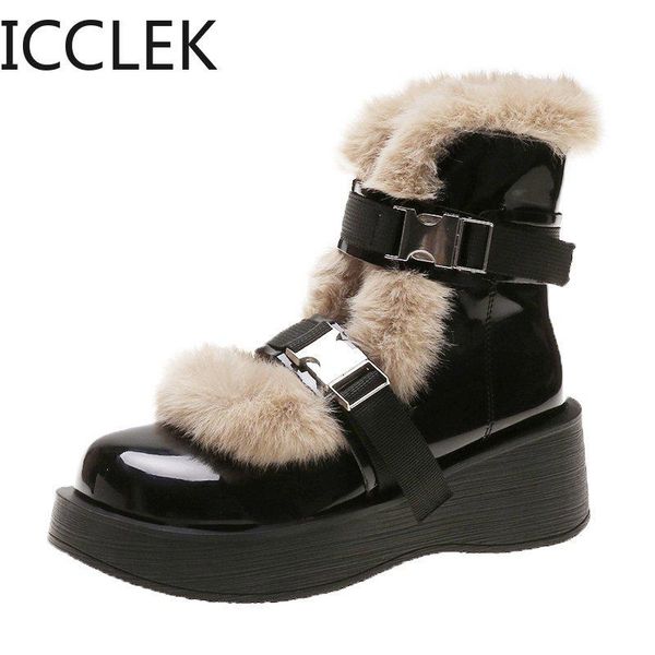 

boots fashion women short non-slip outdoor 2021 autumn winter platform with thick bottom velvet thickened cotton, Black