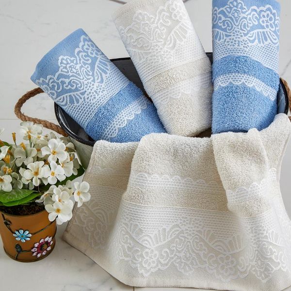 

towel turkish luxury lace bath hand beach face set 4 pcs 50x85 cm embroidered 100% cotton