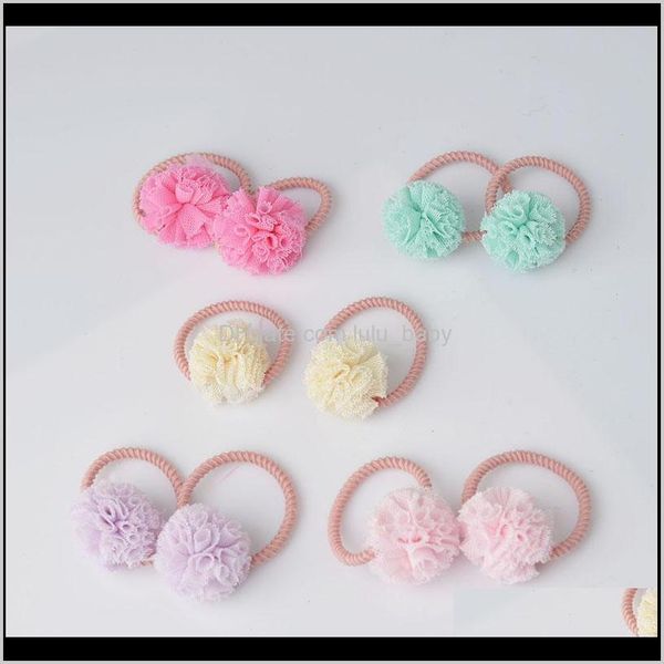 

2 pieces cute little girls pompom ties ball elastic band for kids ebxvx 7so38