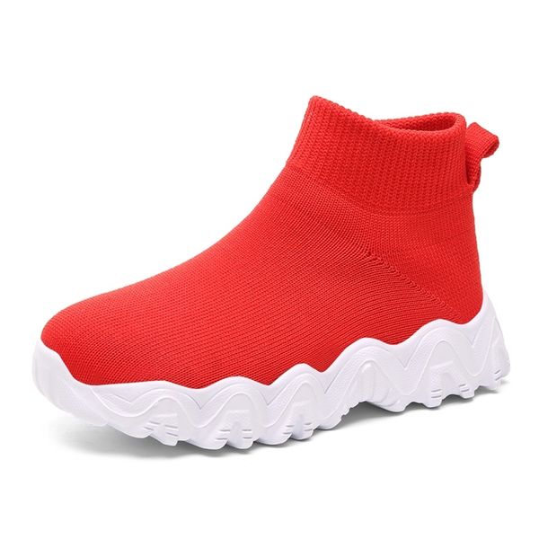 Moda menino outono meias antiderrapante onda de ondas vermelhas crianças sapatos para menina sneakers 210329