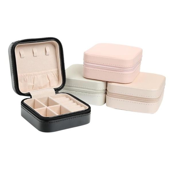 

jewelry pouches, bags box portable storage organizer earring holder zipper women female display travel case drop 100x100x55mm, Pink;blue