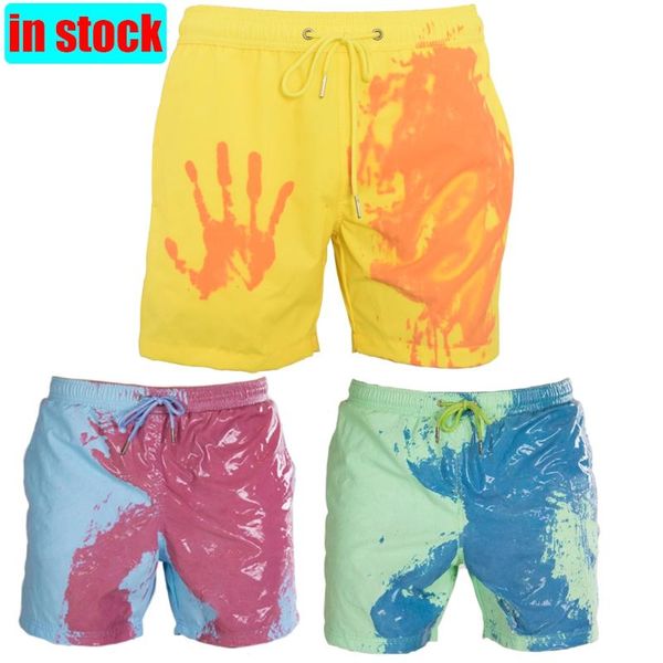 

men's swimwear 2021 summer discoloration swimming trunks magical change color beach shorts quick dry bathing fashion surfing pants