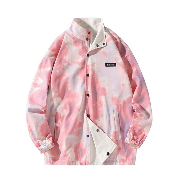 

men's jackets men hip hop streetwear jacket stand collar printed fashion clkothing single breasted oversized coat korean casual bomber, Black;brown