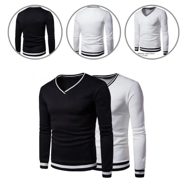 

men's casual shirts stylish spring v neck stripe men base shirt, White;black