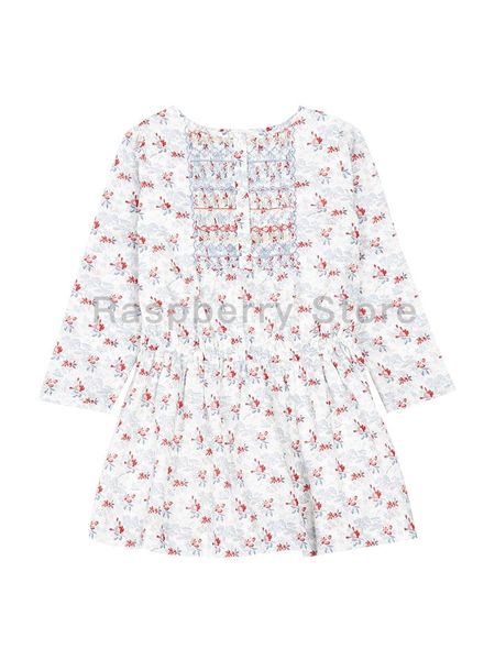 

girls dress floral bp clothes liberty print phoebe toddlers with smocking for spring cotton fabric skin-friendly girl's dresses, Red;yellow