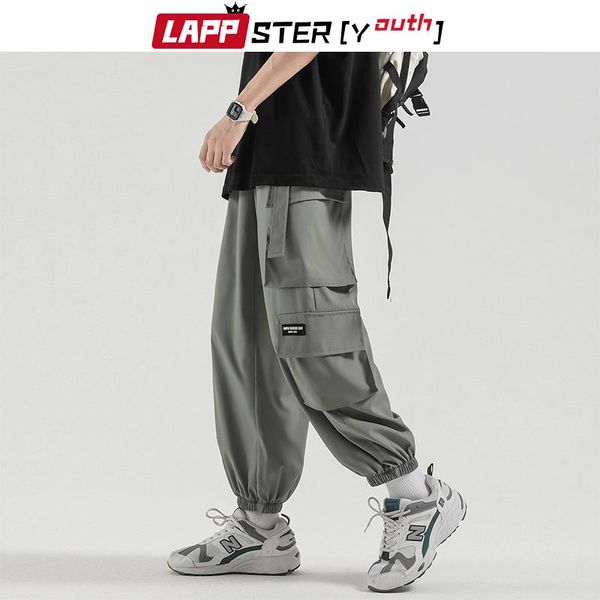 

men's pants -youth men harajuku cargo pockets jogger 2022 mens baggy korean fashion vintage sweatpants male streetwear, Black