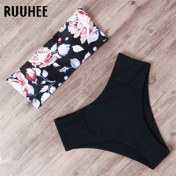 

ruuhee bandage bikini swimwear women swimsuit high waist bikini set 2021 bathing suit push up maillot de bain femme beachwear 210319, White;black