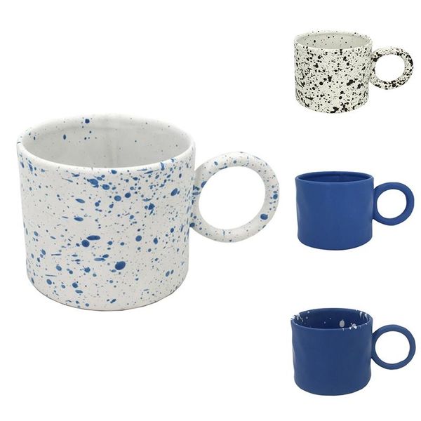 

big earring cup nordic coffee mug handle ceramic mugs with dots home office water tea cups milk