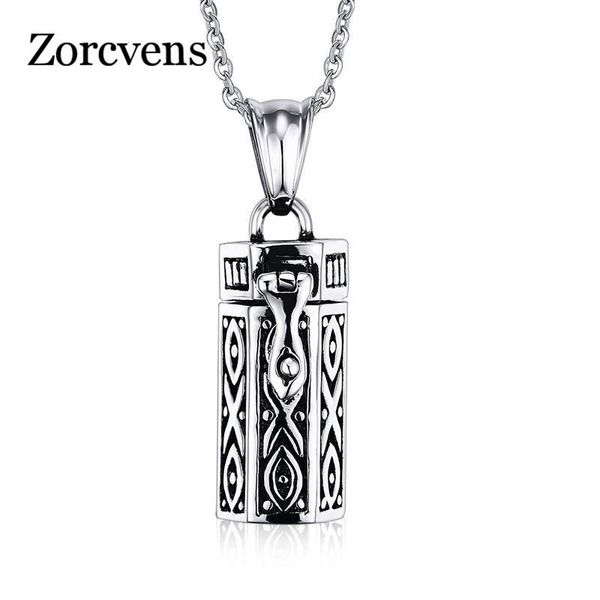 

pendant necklaces zorcvens memorial cremation urn ashes holder for women men necklace stainless steel stylish openable jewelry, Silver