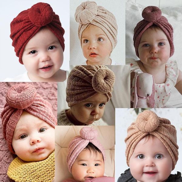

caps & hats baby solid color hat donut knot born girls cap infant toddler turban autumn winter kids beanie bonnet, Yellow