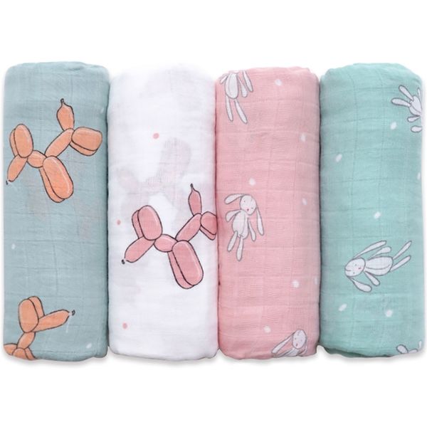 

muslinlife baby swaddle wrap soft bamboo cotton blanket for stroller use cute bunny unicorn whale 120*120cm 210823