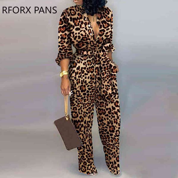 

leopard tied waist long sleeve women jumpsuit, Black;white