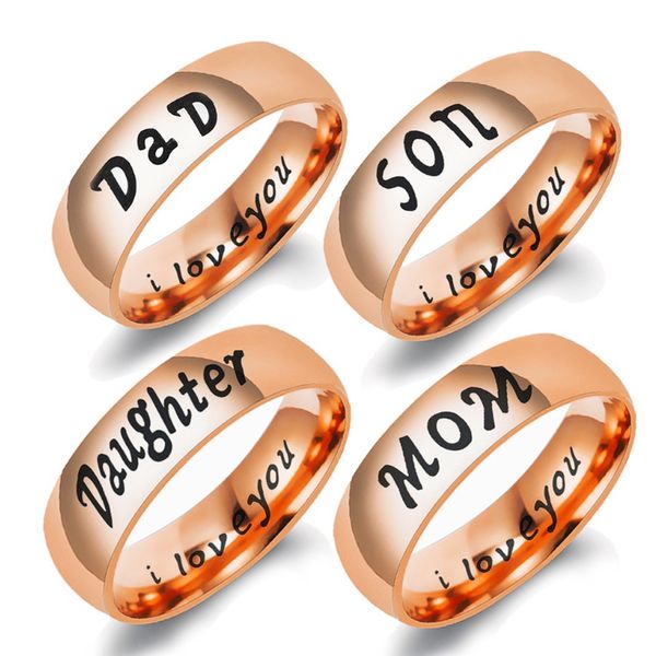 Familie Vater Sohn Mutter Tochter graviert Express Liebe Gedenken Geschenk Ring hochwertige Edelstahl Schmuck Frauen und Mann Ringe