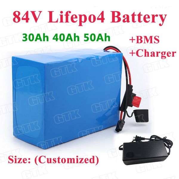 Bateria LifePo4 84V 30AH 40AH 50AH Bateria de lítio com 27s BMS para scooter elétrico e bicicleta carro de golfe carro de viagem + 5a carregador