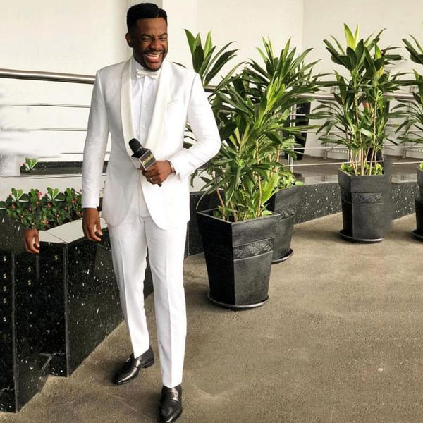 

men's suits & blazers arrival groomsmen white groom tuxedos shawl ivory lapel men 2 pieces wedding man ( jacket+pants+tie), White;black