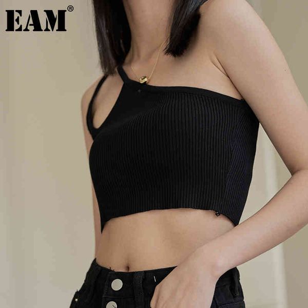 

[eam] women irreuglar knitting short tank v-collar sleeveless personality fashion spring summer 1dd8447 21512, White