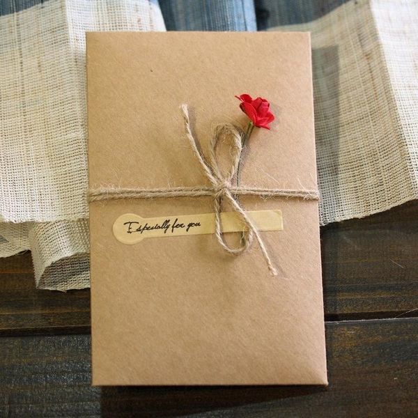 

greeting cards retro handwork paper creative diy artificial flowers invitation rose party supplies 3pcs card ts344