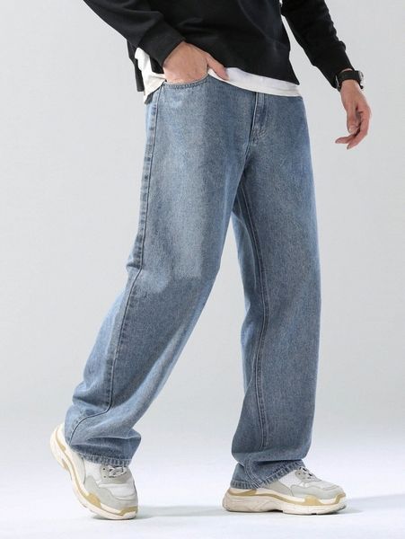 

men bleach wash slant pocket jeans 620c#, Blue